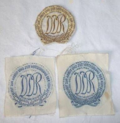 3 DDR Sportabzeichen aus Stoff Silber und Gold