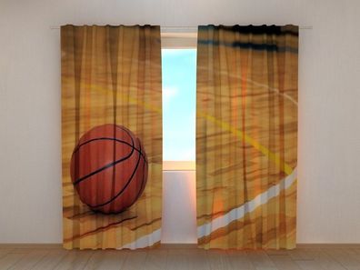 Fotogardine Basketball, Vorhang bedruckt, Fotovorhang mit Motiv, nach Maß