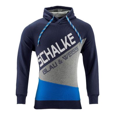 S04 FC Schalke 04 Kapuzen-Sweat-Shirt Kontrast blau