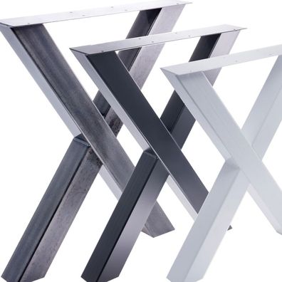 2 Stück Tischgestell Stahl X - 8080 Loft Steel X-Gestell Esstisch Tisch schwarz weiss