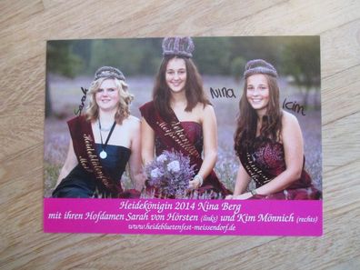 Heidekönigin 2014 Nina Berg & Hofdamen Sarah & Kim - handsignierte Autogramme!!!