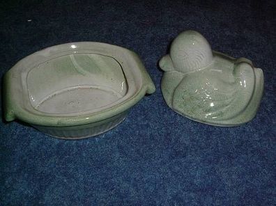 seltene alte Keramikschale mit Deckel-Ente