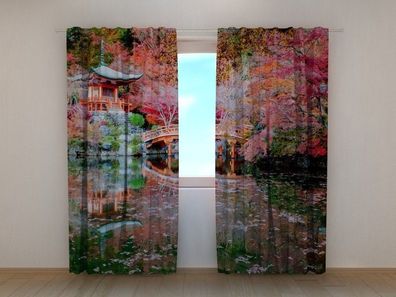 Fotogardine chinesischer Haus, Vorhang bedruckt, Fotovorhang mit Motiv, nach Maß