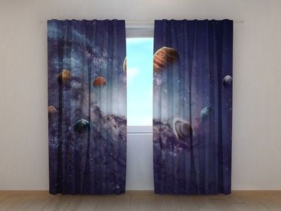 Fotogardine Planetensystem, Vorhang bedruckt, Fotodruck, Fotovorhang, nach Maß