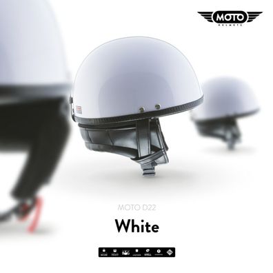 MOTO D22 White JET-HELM Roller Vespa Motorrad-HELM RETRO Mofa Bobber Weiss S-XXL