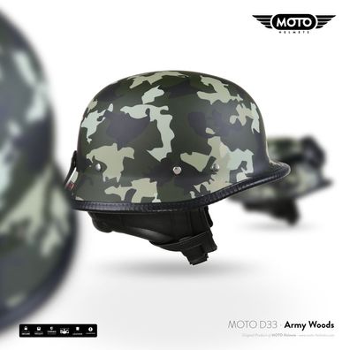 MOTO D33 Army Woods - JET HELM Motorrad Roller Mofa Retro Camouflage Chopper S-XXL