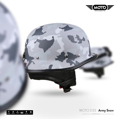 MOTO D33 Army Snow - JET HELM Motorrad Roller Mofa Retro Camouflage S-XXL