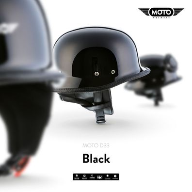 MOTO D33 Black - JET HELM Braincap Motorrad Roller Mofa Retro Halbschalen S-XXL