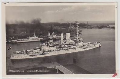 45796 Ak Wilhelmshaven Linienschiff "Schlesien" um 1940