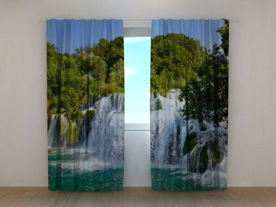Fotogardine tropischer Wasserfall, Vorhang bedruckt, Fotovorhang mit Motiv, nach Maß