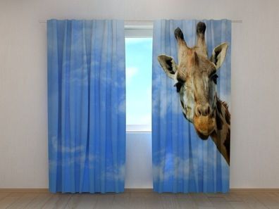 Fotogardine Giraffe, Vorhang bedruckt, Fotodruck, Fotovorhang mit Motiv, nach Maß