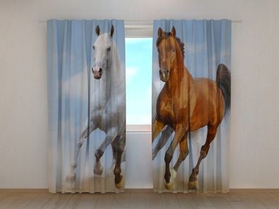 Fotogardine Pferde, Vorhang bedruckt Fotovorhang mit Foto, nach Maß