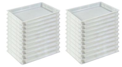 15 Stk Pizzateigbehälter weiß Teigbehälter Stapelbox Teigbox 60x40x7 Gastlando