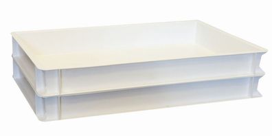 2 Stück Lagerkiste für Teig 60 x 40 x 7 cm weiß Standard 700 eco Gastlando