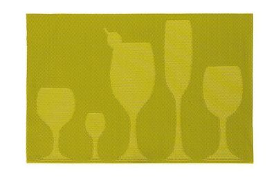 6er Tischset, Breitband-Platzdecke aus PVC, grün, Motiv Gläser, 450 x 330 mm