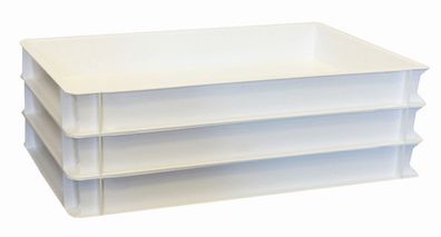 3 Stück Kunststoffkisten 60x40x7 cm weiß Standard 700 eco Gastlando