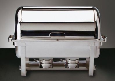 APS Edelstahl Chafing Dish mit Rolltop Buffet Speisewärmer 67 x 35 x 45 cm Gastlando