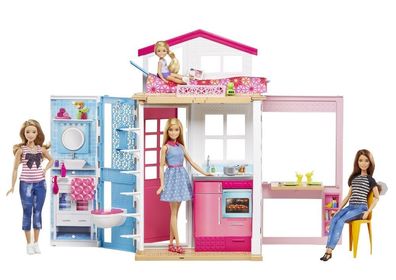 Mattel Barbie Spielset 2 Etagen Haus mit Barbie DVV48 NEU OVP