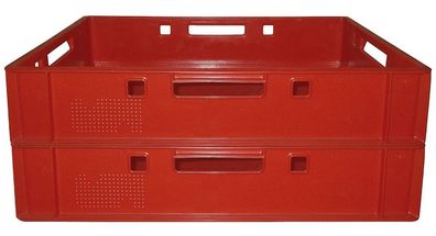 2 Stück E1 Kiste für Lebensmittel leicht zu reinigen robust rot Gastlando