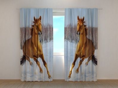 Fotogardine schnelle Pferde, Vorhang bedruckt Fotovorhang mit Foto, nach Maß