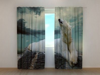 Fotogardine Polarbär, Vorhang bedruckt Fotovorhang mit Foto, nach Maß