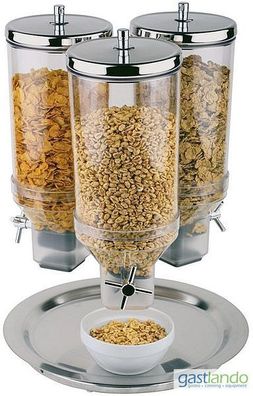 APS drehbarer Buffet Spender für Müsli Cerealien 3 Behälter á 4,5 Liter Gastlando
