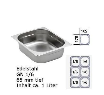 APS GN-Behälter Gastronormbehälter GN 1/6 - 65mm 6er Set gastlando