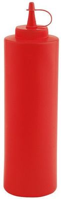 Quetschflasche Dosierflasche Soßenflasche mit Verschlusskappe 0,65L -Farbe: rot