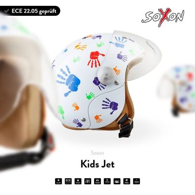 SOXON SK-55 Kids Color Hands - Jet-Helm Vespa Roller Motorrad-Helm Scooter Kinder ECE