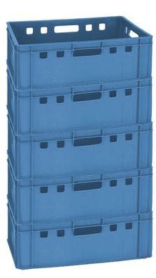 5 Kisten E2 Blau glatte Innenfläche robust stapelbar 60 x 40 x 20cm neu Gastlando