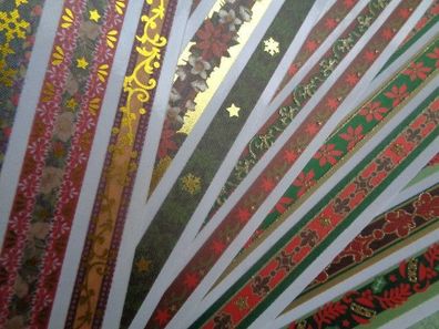 Stoff-Stickerbogen beglimmert Motivbordüren Weihnachten + Blüten 30 x 9 cm - Auswahl