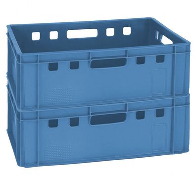 2 Stück Lebensmittelneutrale Kunststoff Kisten Blau E2 Gastlando