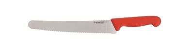 gastlando - Universalmesser, Klingenlänge 250 mm, Wellenschliff, roter Griff