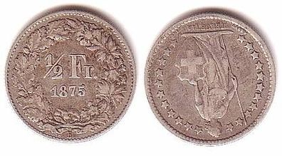 1/2 Franken Silber Münze Schweiz 1875
