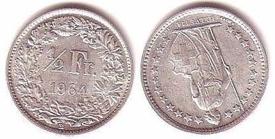 1/2 Franken Silber Münze Schweiz 1964