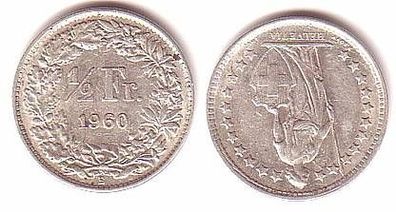 1/2 Franken Silber Münze Schweiz 1960