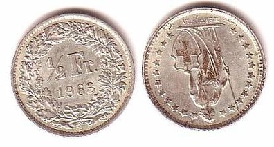 1/2 Franken Silber Münze Schweiz 1963