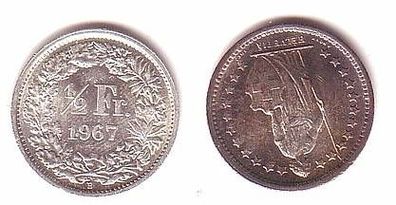 1/2 Franken Silber Münze Schweiz 1967