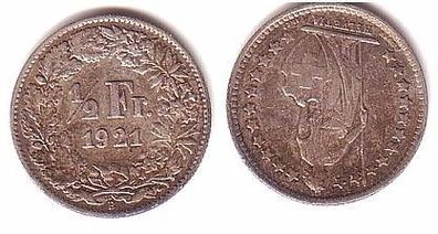 1/2 Franken Silber Münze Schweiz 1921