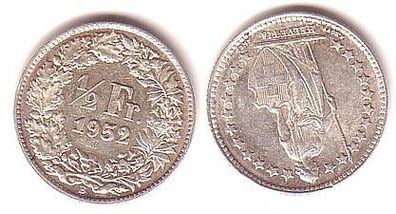 1/2 Franken Silber Münze Schweiz 1952