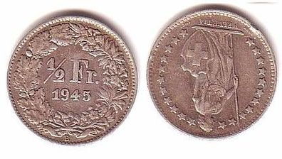 1/2 Franken Silber Münze Schweiz 1945