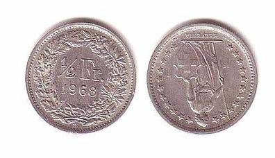 1/2 Franken Nickel Münze Schweiz 1968
