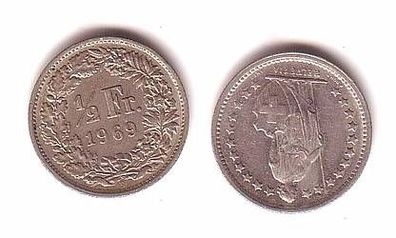 1/2 Franken Nickel Münze Schweiz 1969