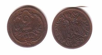 2 Heller Kupfer Münze Österreich 1899