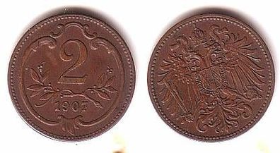 2 Heller Kupfer Münze Österreich 1907