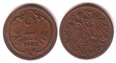 2 Heller Kupfer Münze Österreich 1903