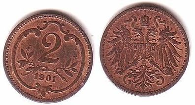 2 Heller Kupfer Münze Österreich 1901