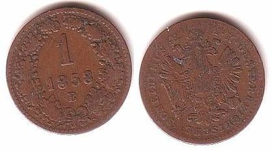 1 Kreuzer Kupfer Münze Österreich 1858 B
