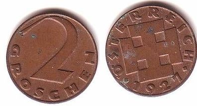 2 Groschen Kupfer Münze Österreich 1927