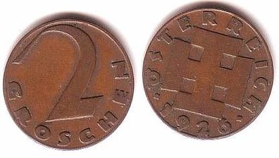 2 Groschen Kupfer Münze Österreich 1926